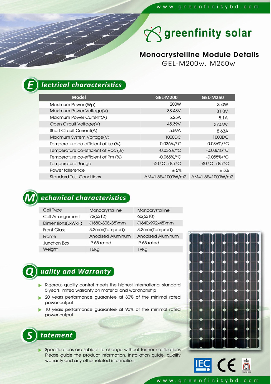 Mono Crystal Line Solar Panel