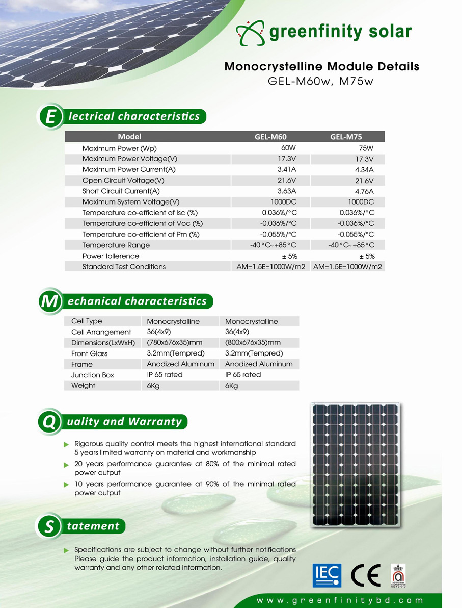 Mono Crystal Line Solar Panel