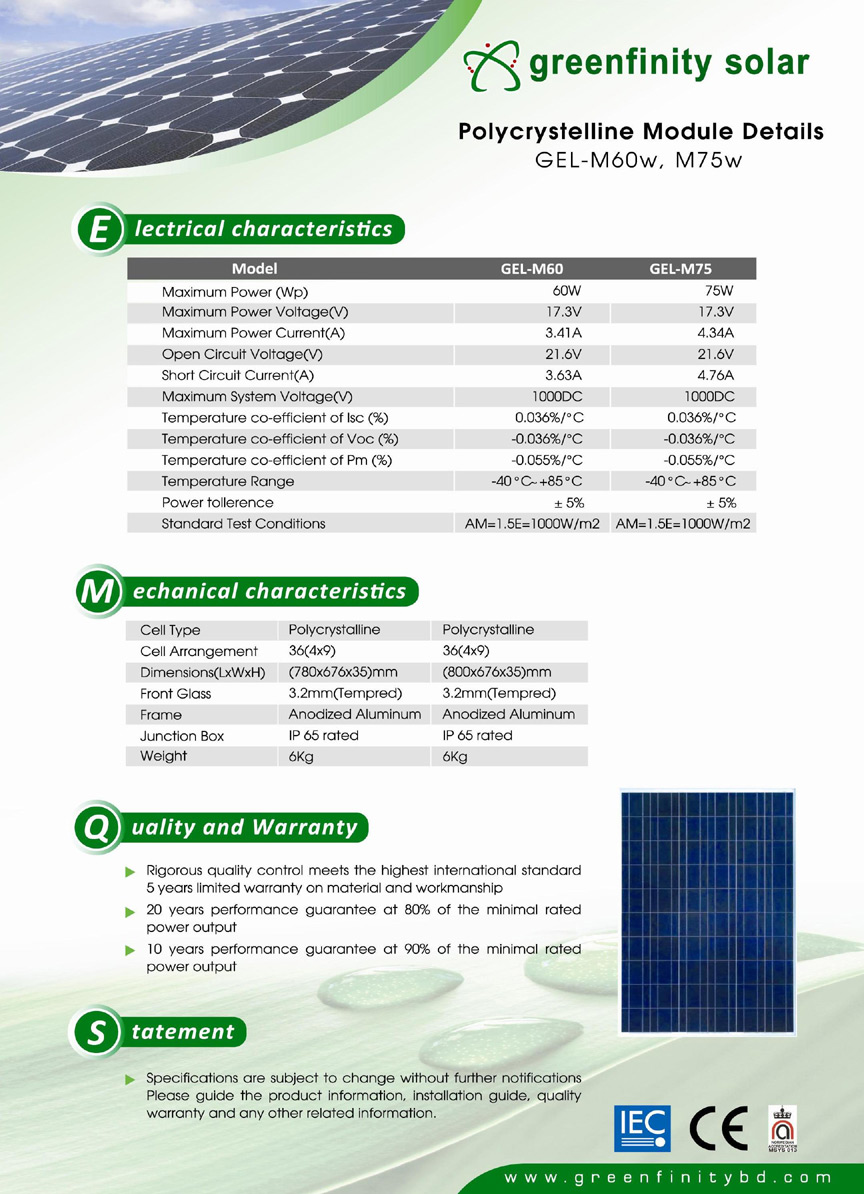 Poly Crystal Line Solar Panel