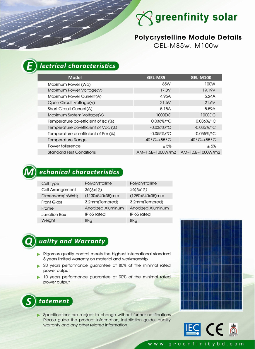Poly Crystal Line Solar Panel